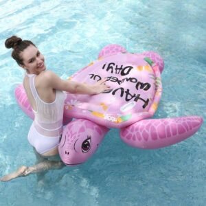 Cute Pink Turtle Pool Float 3