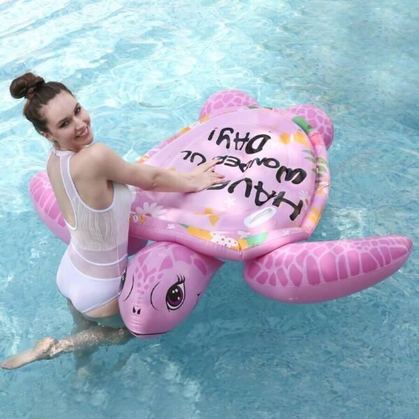 Cute Pink Turtle Pool Float 3