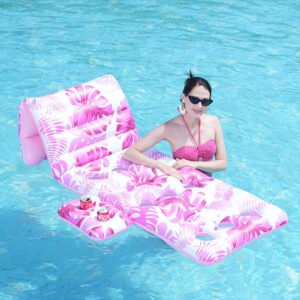 Pink Pool Float Lounge with Cupholders 3